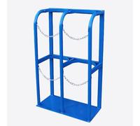 (Oxygen Tank Holder Universal Gas Cylinder Fixed Shelf w/Safety Chains, Durable Oxygen Tank Fixed Shelf for Nursing Homes, Floor Mountable Oxygen Cylinder Bracket(Blue,Length 60cm(23 5