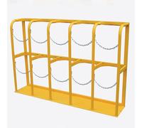 (Oxygen Tank Holder Universal Gas Cylinder Fixed Shelf w/Safety Chains, Durable Oxygen Tank Fixed Shelf for Nursing Homes, Floor Mountable Oxygen Cylinder Bracket(Yellow,Length 150cm(5