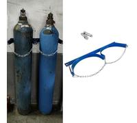 Oxygen Tank Rack，，Heavy-Duty Blue Metal Oxygen Tank Holder with Chain & Screw, 65cm Wall Bracket for Propane/CO2 Cylinder Storage, Durable Multipurpose Rack for Secure and Organized Setup