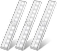 OxyLED 3-Pack Motion Sensor Lights - Battery-Powered 6000K Cool White Auto On/Off Magnetic & Stick-On LED Strips No Wiring Needed Battery Lights for Wardrobes, Cabinets, Stairs & Kitchen (Indoor Use)