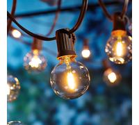OxyLED Outdoor Festoon Lights 52ft, 50+2 LED G40 Warm White, End-to-End Design (up to 86 strands), IP44 Patio & Garden