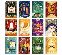 OXYLIPO 24Pcs Ramadan Mini Pocket Notepads - Moon, Mosque, and Star Pattern Lined Memo Notebooks for Eid Mubarak Party Gifts, School Classroom Rewards, Daily Memo Jotting, Islamic Holiday Activities