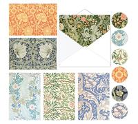 OXYLIPO William Morris Greeting Cards with Envelopes, 24 Pack, Vintage Floral Stationery, Blank Note Cards for Wedding, Birthday, Baby Shower, Thank You, 4 x 6 Inches