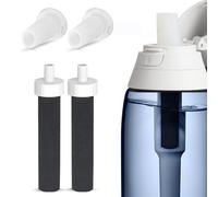 Oxyooh 2-in-1 Replacement Kit Compatible with Brita Filter Water Bottles: 2 Filters & 2 Silicone Mouthpieces - Fits 20oz/32oz Stainless Steel & 26oz/36oz Plastic Bottles - BPA-Free Bite Valves