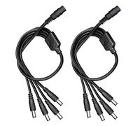 OXZEEWEE 2 Pack 1 to 4 Way DC Power Splitter Cable, 1 Female to 4 Male DC Black Power Output Y Adapter Cable Cord with Barrel Plug 5.5mm*2.1mm for CCTV Cameras, LED Light Strip, Router and More