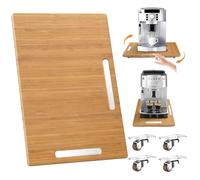 oy&Grace Appliance Slider for Kitchen Appliances 360° Rolling Sliding Tray for Coffee Maker Countertop, Bamboo Coffee Pot Slider Rolling Tray with Universal Rollers (Natural, Medium 14.5" x 10")