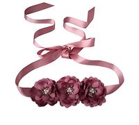 Oyabridal Flower Girl Sash Belt for Dresses Bride/Bridesmaid Sash Belts Flower Pearls Sashes for Wedding Dress, Dusty Pink, 92''x1''