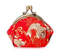 Oyachic Carp Coin Purse with Metal Clasp Kisslock Change Pouch Small Coin Wallet Buckle Clutch Bag Organizer Jewelry Pouch for Women Girls