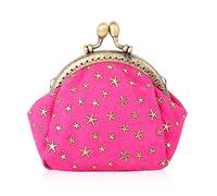 Oyachic Five-Pointed Star Coin Purse Denim Change Pouch Wallets Buckle with Kisslock Clasp Coin Holder Clutch Handbags for Women Ladies (Red)