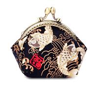 Oyachic Magic Coin Purse Change Purse Wallet Carp Small Handbag Pouch Cluches Bag Kiss Lock for Women (Black)