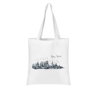Oyachic New York Canvas Tote Bag Aesthetic City Shoulder Bag for Women Reusable Shopping Tote Bag with Inner Pocket & Zip Grocery Bag for Beach Gym Travel