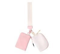 Oyachic Wristlet Wallets for Women,Mini Zip Keychain Wallet,Detachable Dual Pouch Coin Purse Small Cute Key Pouch (Beige+Pink)