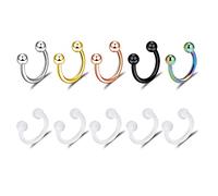 Oyaface 10 Pcs Belly Button Rings Tongue Studs Banana Industrial Barbells Horseshoe Septum Rings 14G/16G Colored Stainless Steel Body Bars Jewelry Gift Set, Stainless Steel, no gemstone
