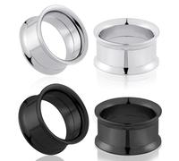 Oyaface 4Pcs Stainless Steel Ear Tunnels Gauges Double Flare Earrings Expander Stretchers Piercing Body Jewelry 2G-3/4, Stainless Steel, no gemstone