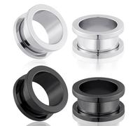 Oyaface 4Pcs Stainless Steel Ear Tunnels Gauges Double Flare Earrings Expander Stretchers Piercing Body Jewelry 2G-3/4, Stainless Steel, no gemstone