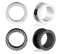 Oyaface 4Pcs Stainless Steel Ear Tunnels Gauges Double Flare Earrings Expander Stretchers Piercing Body Jewelry 2G-3/4, Stainless Steel, no gemstone