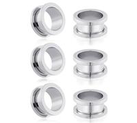 Oyaface 4Pcs Stainless Steel Ear Tunnels Gauges Double Flare Earrings Expander Stretchers Piercing Body Jewelry 2G-3/4, Stainless Steel, no gemstone
