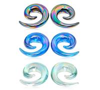 Oyaface Glass Ear Tapers Plugs 2G- 5/8'' 6-16mm Handmade Hanger Gauges Piercing Jewelry Set, Glass, no gemstone