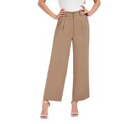 Oyamiki Flowy Work Trousers Women Comfortable Wide Leg Elasticated Waist at The Back Summer Plus Size Suit Pants Khaki XL