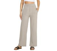 Oyamiki Jogging Bottoms Pull On Trousers for Women UK Elastic Waist Yoga Wide Leg Joggers Khaki XL