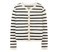 Oyamiki Ladies Open Front Cardigans Casual Striped Crop Jumper Jackets for Autumn Winter Apricot M