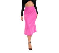 Oyamiki Skirts for Women Trendy Summer Hidden Elasticized Waistband Satin Maxi Mermaid Skirt Rose Elegant Solid Dress for Party, S