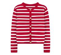 Oyamiki Women's Cropped Button Down Stripe Jumpers Red Cardigan Crew-Neck Open Front Sweaters S
