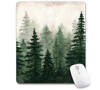 Oyanx1 Green Fir Forest Mouse Pad, Rectangular Laptop Mousepad for Desk, Computer, Gaming, Office, Small, Cute, Nature Scenery, Non-Slip, Wireless, Washable, Desk Decor Accessories