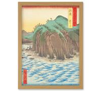 Oyashirazu Echigo Province Utagawa Hiroshige Japan Woodblock Artwork Framed Wall Art Print A4 Artery8 Light Oak One Size