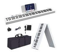 OYAYO 88-Key Folding Piano Keyboard, Full-Size Semi-Weighted Keys, Bluetooth MIDI, Sustain Pedal & Carry Bag, Portable Digital Piano, Ideal for Beginners Best Gift (White)