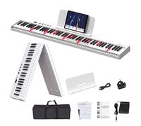 OYAYO 88-Key Folding Piano Keyboard Light-Up Keys, Full-Size Semi-Weighted Keys, Bluetooth MIDI, Sustain Pedal, Carry Bag & Key Stickers for Beginners, Kids & Adults (White)