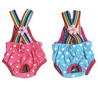 Oyccen 2 Pack Dots Hygiene Sanitary Pants for Small Dogs Suspender Season Heat Knickers Physiological Nappy Puppy Diaper