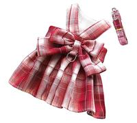 Oyccen Dog Plaid Harness and Leash Set Cat Bow Tie Princess Dress Harness Pet Clothes for Small Dogs Cats Puppy