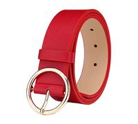 Oyccen Women's Fashion Wide Round Buckle Belts, Red, One Size