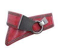 Oyccen Women's Punk Rivet Elastic Waistband Cincher Dress Decoration Belt, Red, One Size