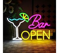 OYCGZV Bar Open Neon Light Sign - Cocktails Neon Sign for Wall Decor Bar Neon Wall Light USB Dimmable Led Open Sign for Beer Bar Coffee Cafe Club Business Home Pub Man Cave Party Decorations
