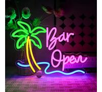 OYCGZV Bar Open Neon Light Sign - Palm Neon Sign for Wall Decor Neon Wall Light USB Led Open Sign for Beer Bar Coffee Cafe Club Business Home Pub Man Cave Summer Beach Party Decorations