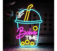 OYCGZV Boba Time Neon Light Sign - Bubble Tea Neon Sign for Wall Decor Milk Tea Neon Wall Light USB Led Sign for Coffee Bar Restaurant Cafe Store Business Boba Tea Party Beverage Shop