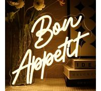 OYCGZV Bon Appetit Neon Light Sign - Warm White Letters Neon Sign for Wall Decor Good appetite Led Sign USB Dimmable for Kitchen Snack Bar Living Dining Room Brunch Party Home Store