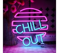 OYCGZV Chill Out Neon Light Sign - Blue Pink Neon Sign for Wall Decor Letter Neon Wall Light USB Led Sign for Home Game Zone Living Room Bedroom Man Cave Party Beer Bar Pub Cafe Party