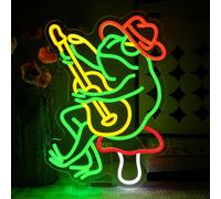 OYCGZV Frog Guitar Neon Sign for Wall Decor, Cowboy Frog Neon Light, Dimmable USB Funny Led Sign for Live Music Rock Bar Bedroom Game Zone Recording Room Studio Party Home Club