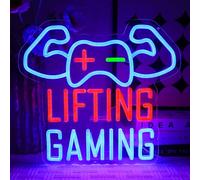 OYCGZV Lifting Gaming Neon Sign for Wall Decor - Game Neon Light Dimmable USB Headset Gym Led Sign for Game Zone Sports Club PLay Room Bedroom Man Cave Bar Party Home Decoration