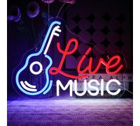 OYCGZV Live Music Neon Light Sign - Guitar Music Neon Sign for Wall Decor Guitar Neon Wall Light USB Led Sign for Bar Rock Music Studio Office Garage Bedroom Room Party Store Home