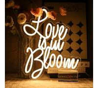 OYCGZV Love is in Bloom Neon Light Sign - Warm White Neon Sign for Wall Decor Letters Neon Wall Light USB Led Sign for Home Living Room Flower Theme Bridal Shower Engagement Party Decorations