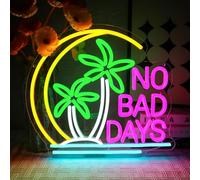 OYCGZV No Bad Days Neon Light Sign - Palm Tree Neon Sign for Wall Decor Moon Sea Neon Wall Light USB Led Sign for Bedroom Beer Bar Cafe Bistro Club Home Pub Man Cave Summer Beach Party