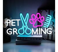 OYCGZV Pet Grooming Neon Sign for Wall Decor - Paw Grooming Neon Light Dimmable USB Dog Salon Led Sign for Pet Shop Spa Studio Decoration