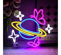 OYCGZV Planet Neon Sign for Wall Decor - Butterflies Neon Light Dimmable USB Butterfly Star Led Sign for Bedroom Living Room Bar Game Zone Club Party Aesthetic Home Decoration