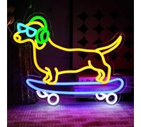 OYCGZV Skateboard Dog Neon Light Sign - Cool Dachshund Neon Sign for Wall Decor Cute Puppy Neon Wall Light USB Led Sign for Bedroom Living Room Home Decor Bar Game Zone Club Man Cave Party Pet Shop