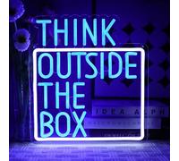 OYCGZV Think Outside The Box Neon Light Sign - Think Neon Sign for Wall Decor Dimmable Neon Wall Light USB Led Sign for Study Room Classroom Meeting Management Office Man Cave Business Exhibition