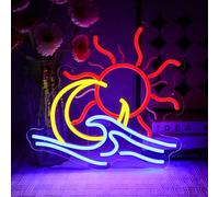 OYCGZV Wave Neon Light Sign - Sunset Neon Sign for Wall Decor Moon Sea Art Neon Wall Light USB Led Sign for Bedroom Beer Bar Home Pub Club Man Cave Party Living Room Restaurant Decor